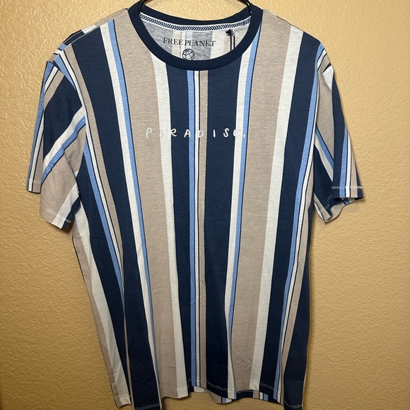 Free Planet Blue and Gray Short Sleeve Tee - Picture 1 of 3